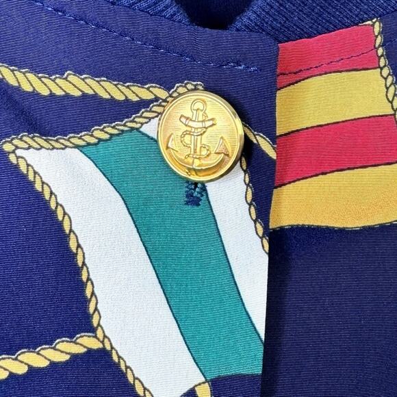 Alfred Dunner Nautical Sailing Flags Navy Blue Lightweight Button Up Jacket 22W - Picture 5 of 12